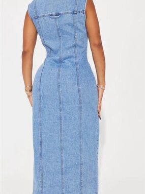 Fashion Nova | Dresses | Fashion Nova Denim Offshoulder Maxi Dress